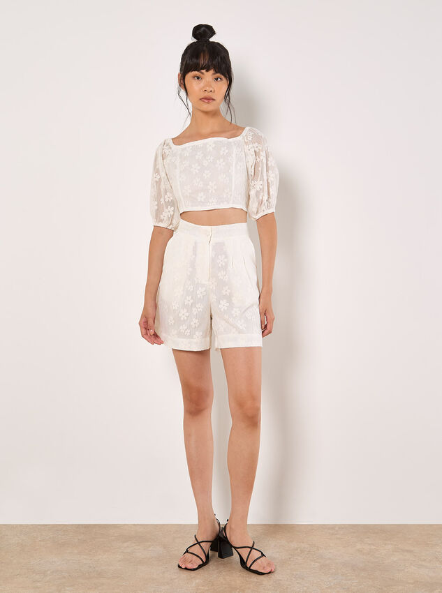 Daisy Mesh Shorts, Cream, large