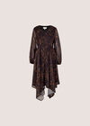 Leopard Print Chiffon Midi Dress, Brown, large