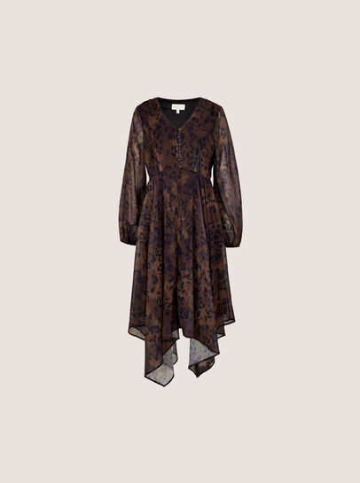 Leopard Print Chiffon Midi Dress