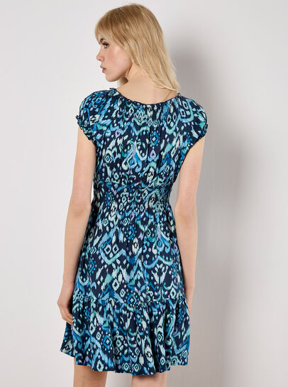 Colourful Ikat Milkmaid Mini Dress