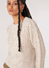 Cable Waffle Knit Jumper, Stone, large
