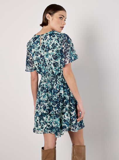 Blurred Floral Tiered Mini Dress