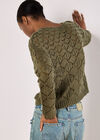 Diamond Pointelle Boxy Jumper, Khaki, large
