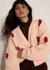 Chunky Knit Strawberry Cardigan, Peach, large
