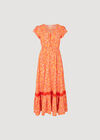 Robe longue fleurie à petites fleurs, Orange, grand