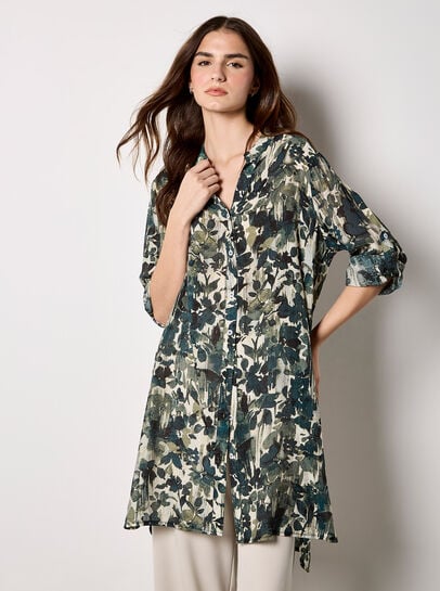 Paintbrush Floral Tunic Shirt
