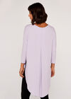 Ribbed Curved Hem Top, Lilac, large