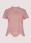 High Neck Lace Top, Pink, large