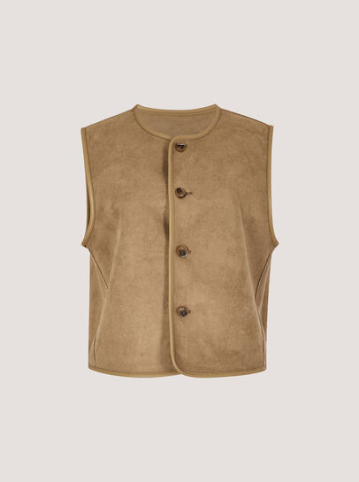 Reversible Borg Suede Gilet