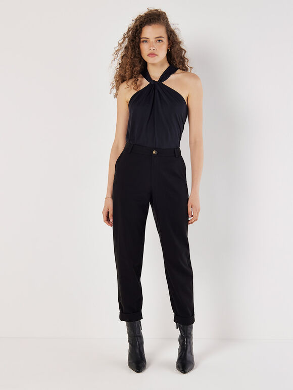 Twisted Knot Sleeveless Top, Black, large