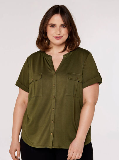 Curve Military V-Neck Top