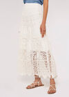 Folk Embroidered Maxi Skirt, White, large
