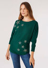 Colourful Studded Stars Jumper, Green, large