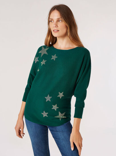 Pullover Mit Bunten Sternen Und Nieten