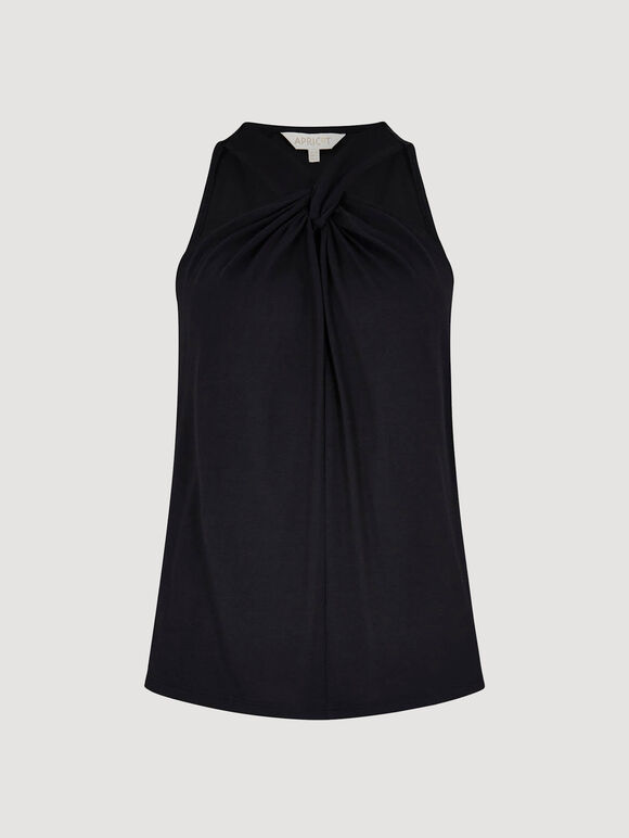 Twisted Knot Sleeveless Top, Black, large