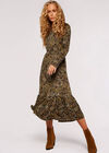 Paisley Tiered  Midi Dress, Khaki, large