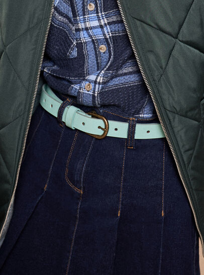 Thin Leather Gold Buckle Belt