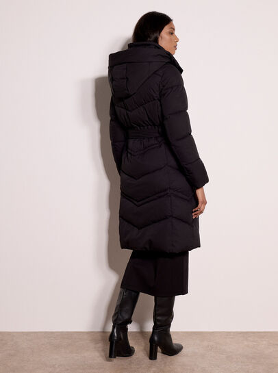 Long Belted Puffer Coat