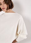 Rib Knit Batwing Jumper, White, large