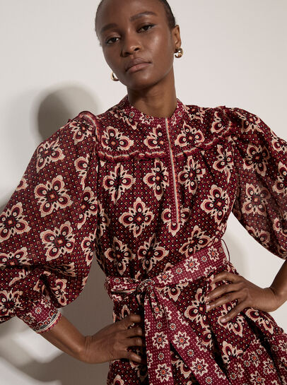 Tile Print Shift Mini Dress