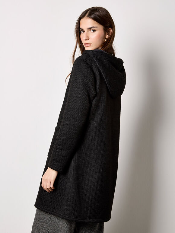 Tweed Fleece Lined Jacket, Black, large