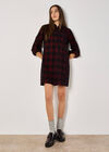Check Cotton Corduroy Mini Dress, Red, large