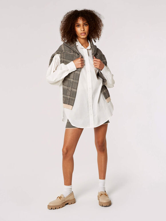 Balloon Sleeve Cotton Shirt, White, large