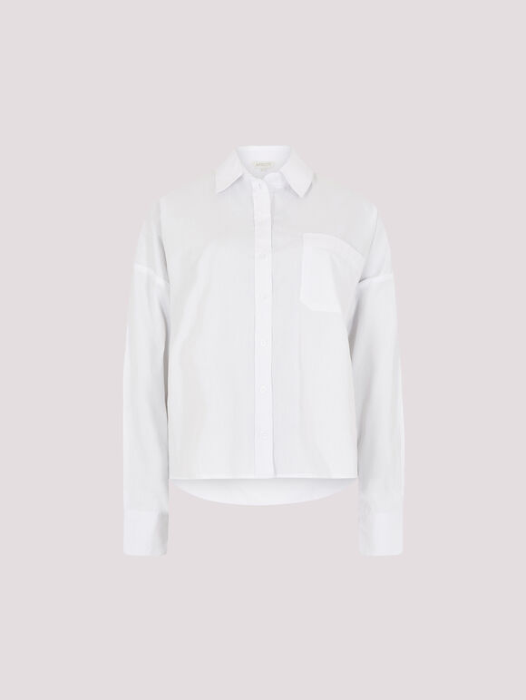 Oversized Cotton Poplin Shirt, White, large