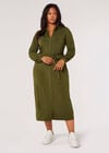 Curve Jersey Shirt Midi Dress, Khaki, large