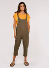 Tie Shoulder Jumpsuit, Khaki, large