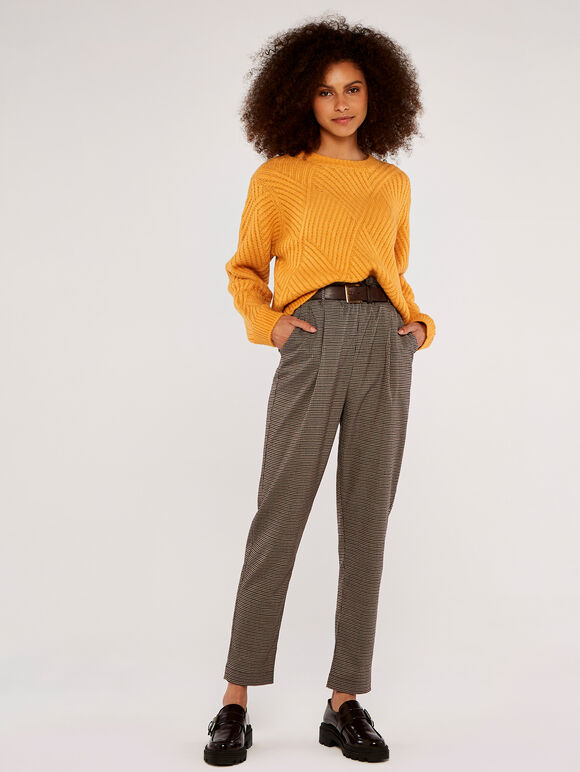 Diamond Knit Jumper, Mustard, large