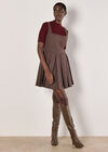 Check Pleated Skater Mini Dress, Burgundy, large