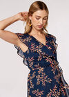 Leaf Ruffle Midi Dress, Navy, large