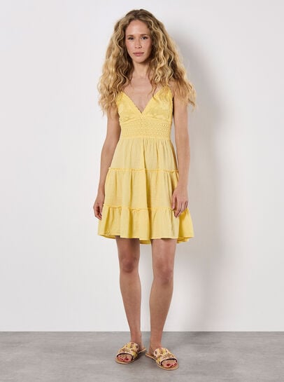 Bow Back Crochet Cami Mini Dress