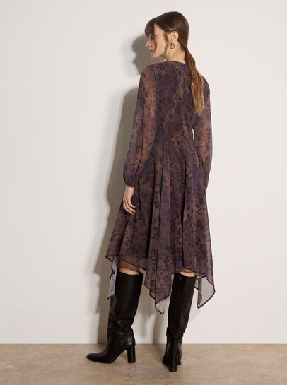 Leopard Print Chiffon Midi Dress
