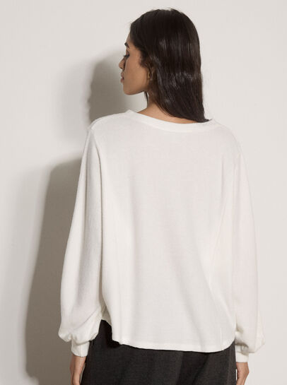 Waffle Knit Button Neck Top