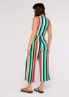 Multi-stripe Tie Waist Jumpsuit, Green, large