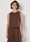Double Layered Textured Cotton Top, Brown, large
