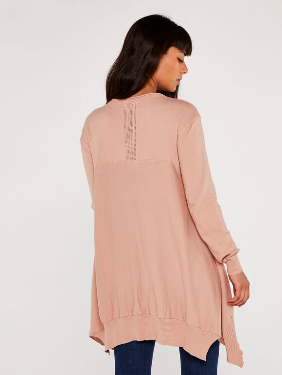 Longline Side Button Jumper, Pink, large