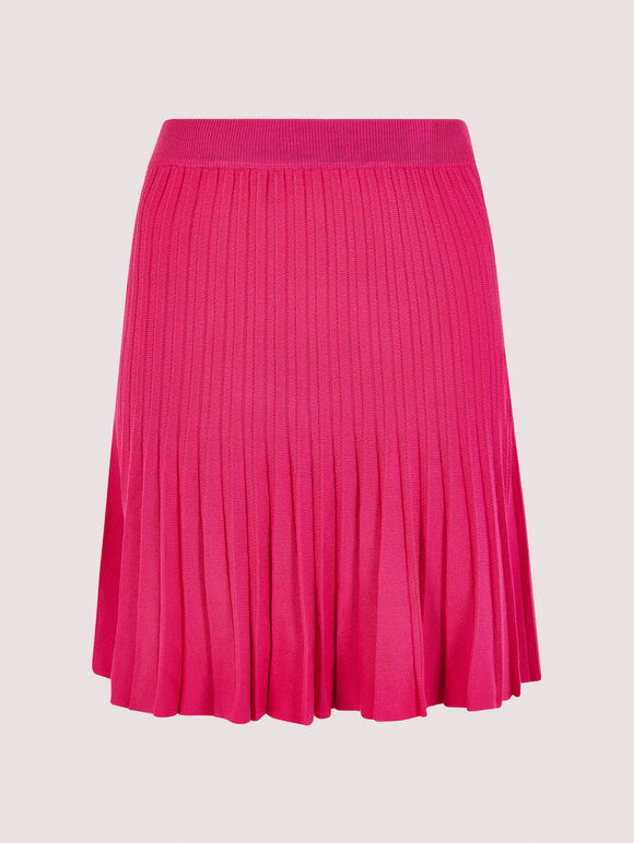  Pleated Knitted Mini Skirt, Fuchsia, large