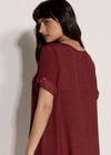 Slub Shimmer Tunic Mini Dress, Burgundy, large