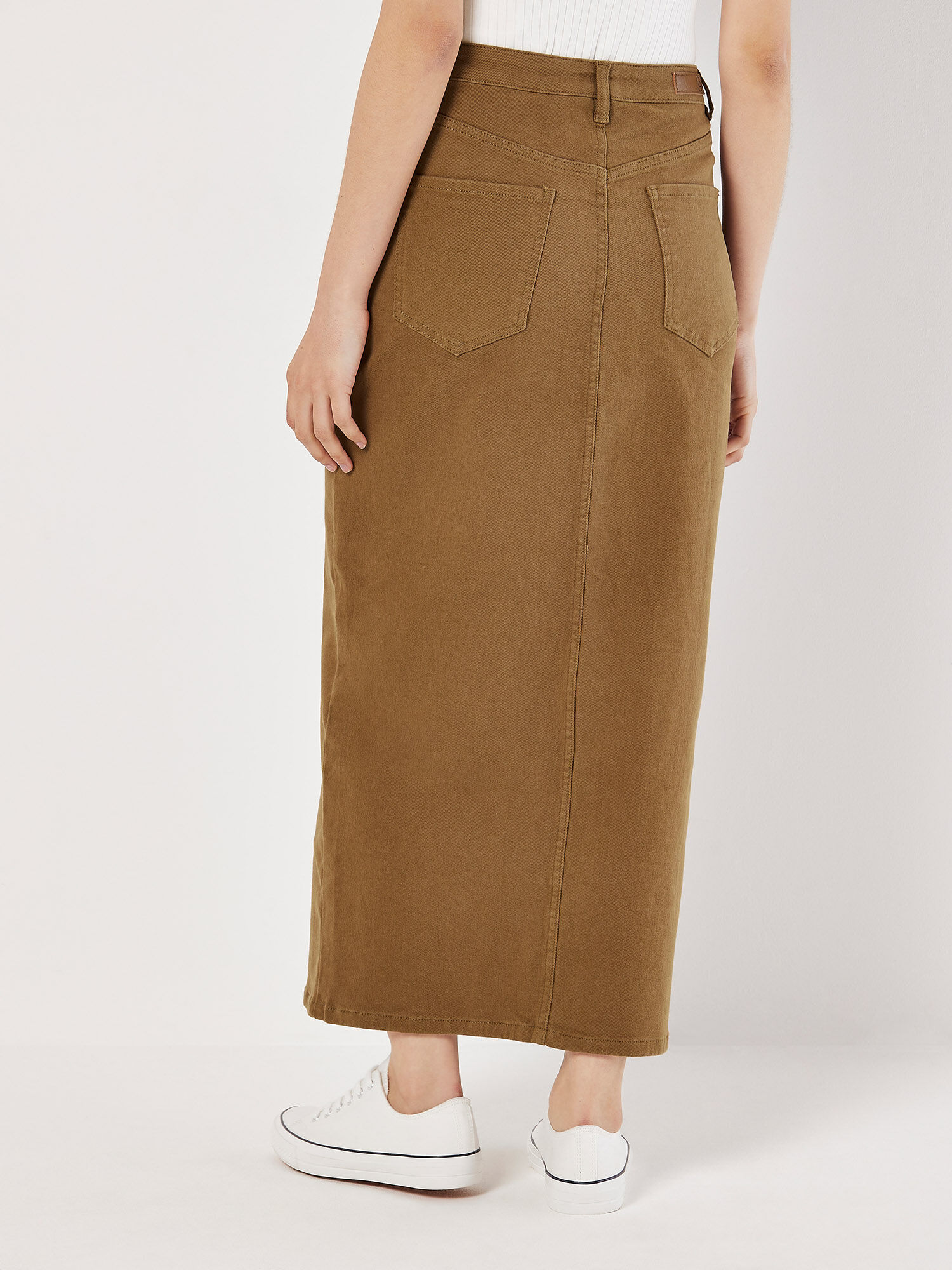 Jupe Longue En Jean Fendue Devant Vetements Apricot