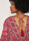 Foil Floral Paisley Satin Maxi Dress, Red, large