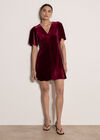 Velvet Button-Down Mini Dress, Red, large