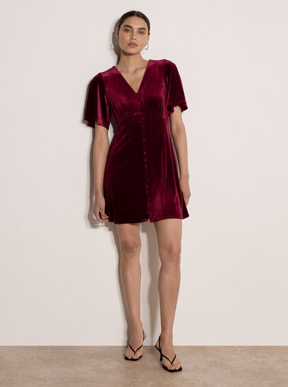 Velvet Button-Down Mini Dress