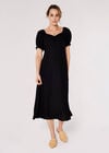 Tie Detail Milkmaid Midaxi Dress, Black, large