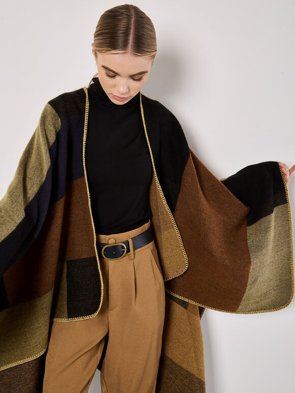 Boho Pattern Blanket Cape, Assorted, large