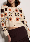 Patchwork Daisy Crochet Cardigan, Stone, large