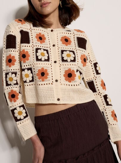 Patchwork Daisy Crochet Cardigan