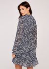 Graphic Daffodil Ruffle Dress, Navy, large